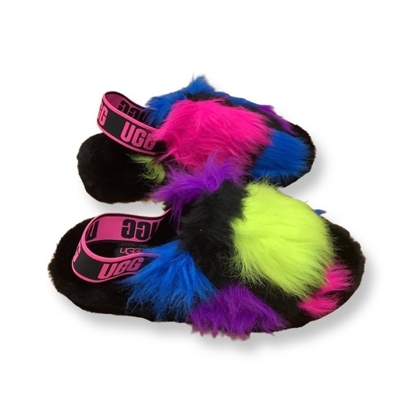 UGG Size 8 fluff yeah multicolor party spots sandals. New Without Box. - Picture 4 of 6